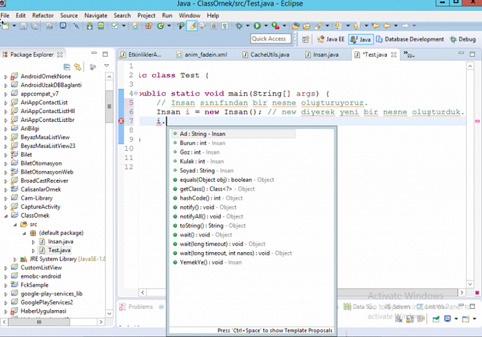 Java Class Method Değişken